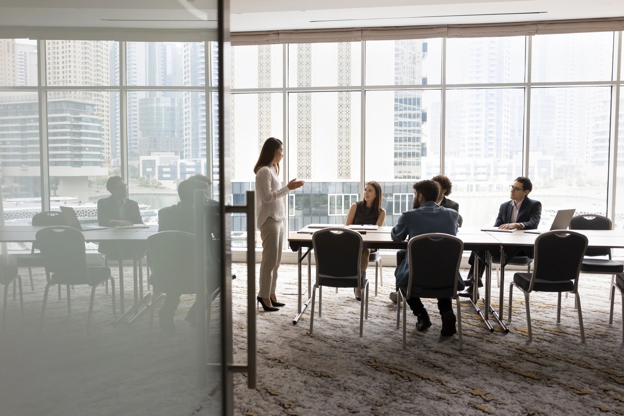 Business team in consultation at a conference table